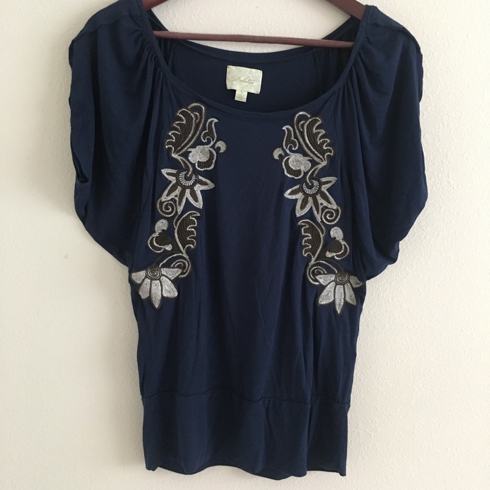 Anthropologie Deletta dolman Top navy silver